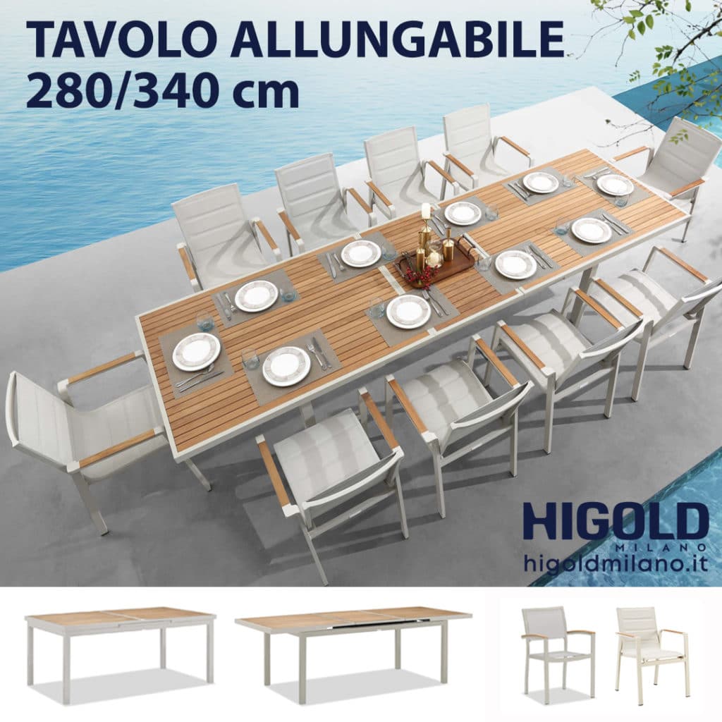 Higold Milano propone tavoli da esterno allungabili e fissi
